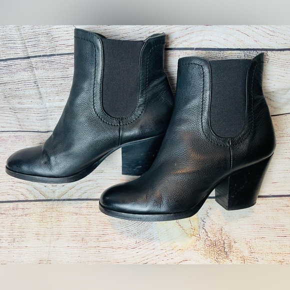 Scoop NYC Women Black Leather Ankle Boots Size 37 (US 7) - Picture 5 of 11